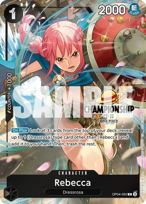 Carte One Piece Rebecca OP04-092 · parallèle 3, extension Cartes promo