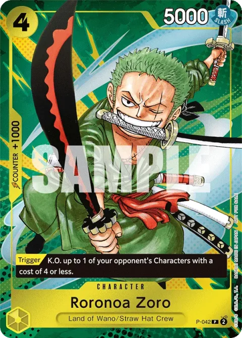Carte One Piece Roronoa Zoro P-042, extension Cartes promo
