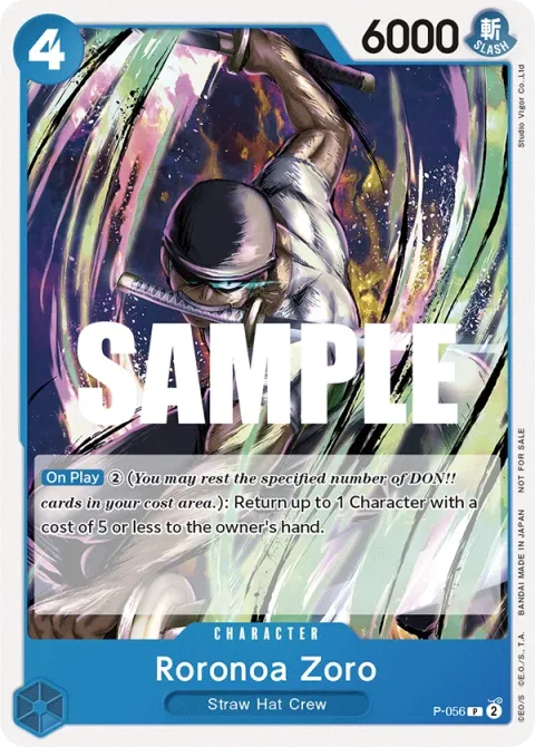 Carte One Piece Roronoa Zoro P-056, extension Cartes promo