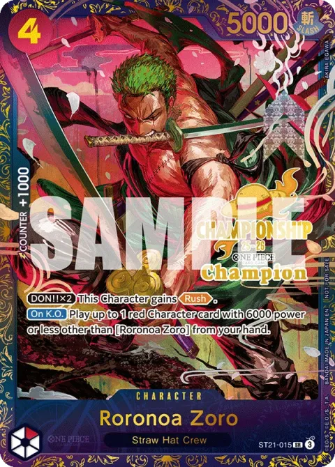 Carte One Piece Roronoa Zoro ST21-015 · parallèle 2, extension Cartes promo