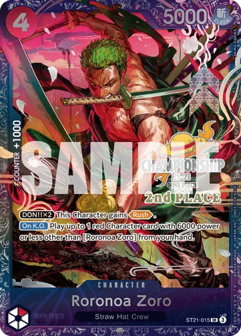 Carte One Piece Roronoa Zoro ST21-015 · parallèle 3, extension Cartes promo