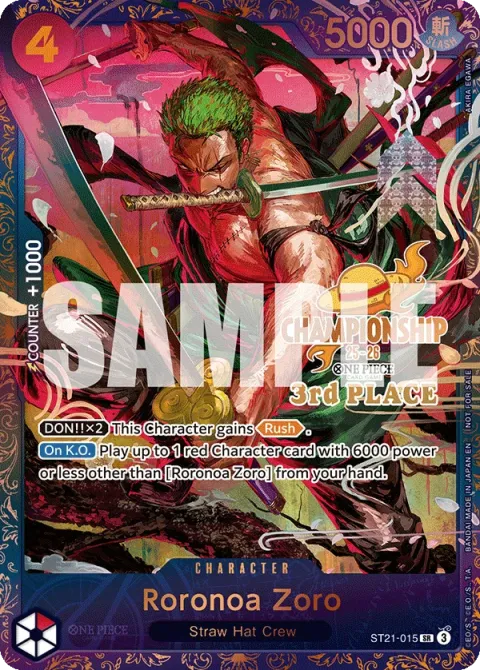 Carte One Piece Roronoa Zoro ST21-015 · parallèle 4, extension Cartes promo