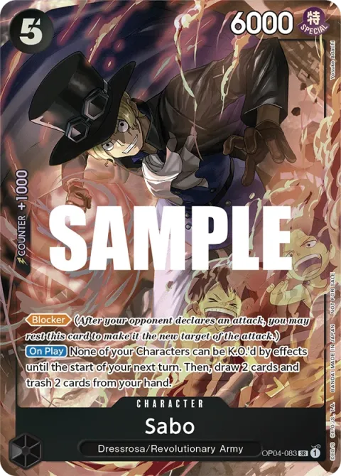 Carte One Piece Sabo OP04-083 · parallèle 3, extension Cartes promo