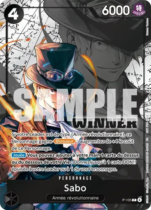 Carte One Piece Sabo P-105 · parallèle 3, extension Cartes promo
