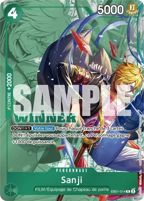 Carte One Piece Sanji EB01-014 · parallèle 2, extension Cartes promo