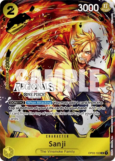 Carte One Piece Sanji OP03-102 · parallèle, extension Cartes promo