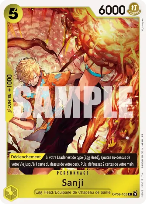 Carte One Piece Sanji OP09-105 · parallèle, extension Cartes promo