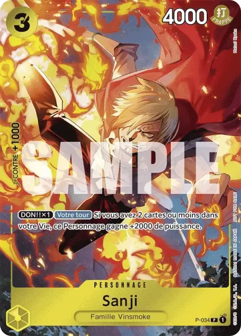 Carte One Piece Sanji P-034, extension Cartes promo