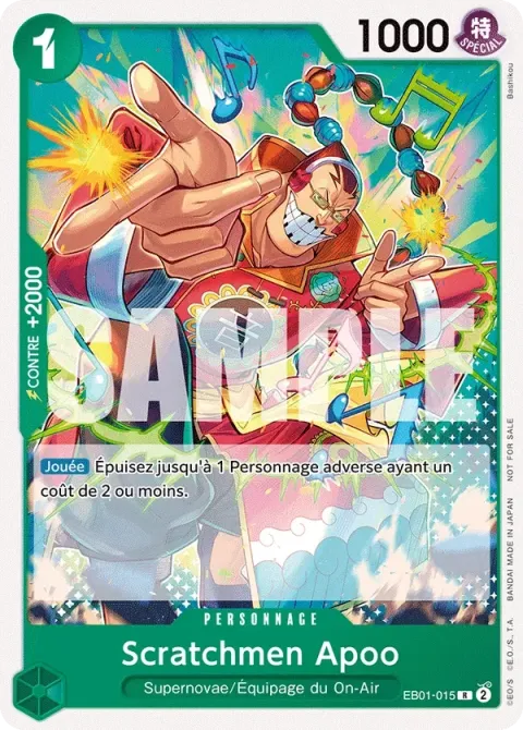 Carte One Piece Scratchmen Apoo EB01-015 · parallèle, extension Cartes promo