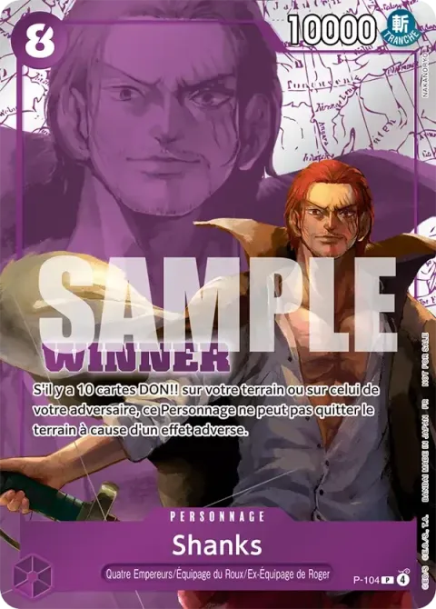 Carte One Piece Shanks P-104 · parallèle 2, extension Cartes promo