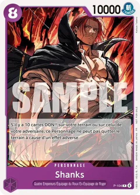 Carte One Piece Shanks P-104, extension Cartes promo