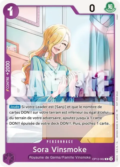 Carte One Piece Sora Vinsmoke OP12-062 · parallèle, extension Cartes promo