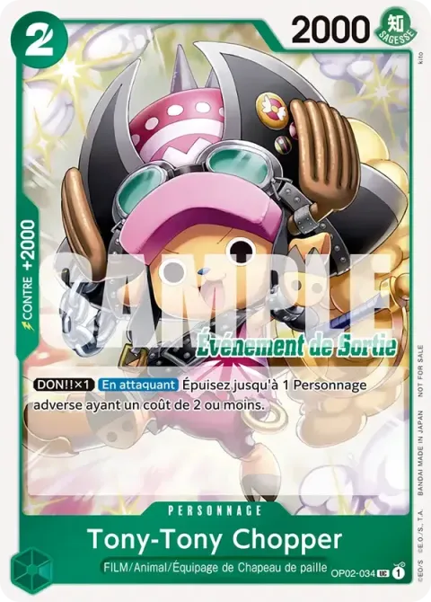 Carte One Piece Tony-Tony Chopper OP02-034 · parallèle 2, extension Cartes promo