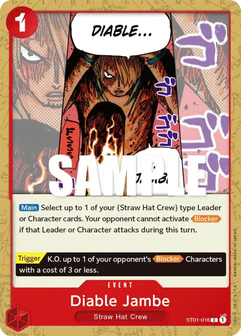 Carte One Piece Diable Jambe ST01-016, extension Deck Straw Hat Crew (sortie anglaise)
