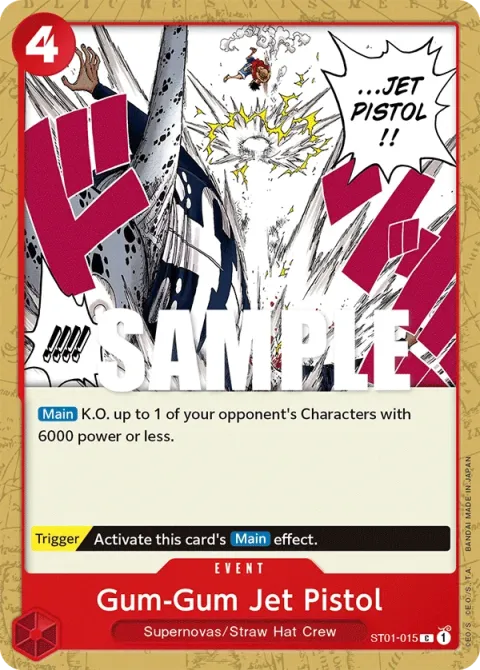 Carte One Piece Gum-Gum Jet Pistol ST01-015, extension Deck Straw Hat Crew (sortie anglaise)
