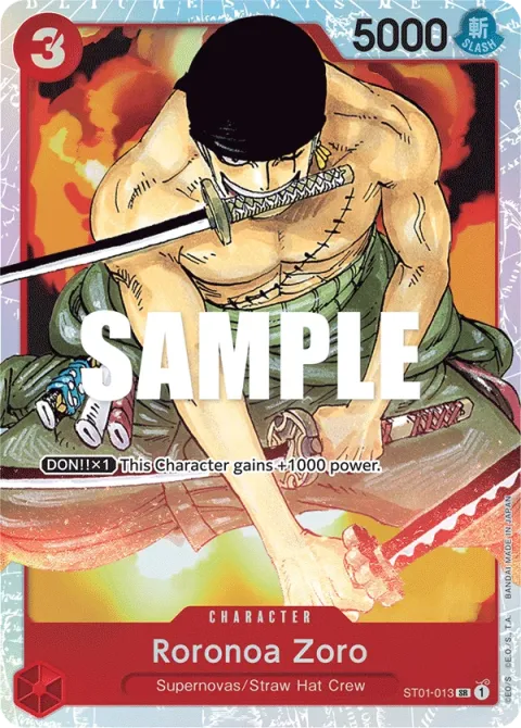 Carte One Piece Roronoa Zoro ST01-013, extension Deck Straw Hat Crew (sortie anglaise)