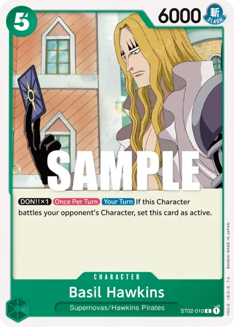 Carte One Piece Basil Hawkins ST02-010, extension Deck Worst Generation (sortie anglaise)