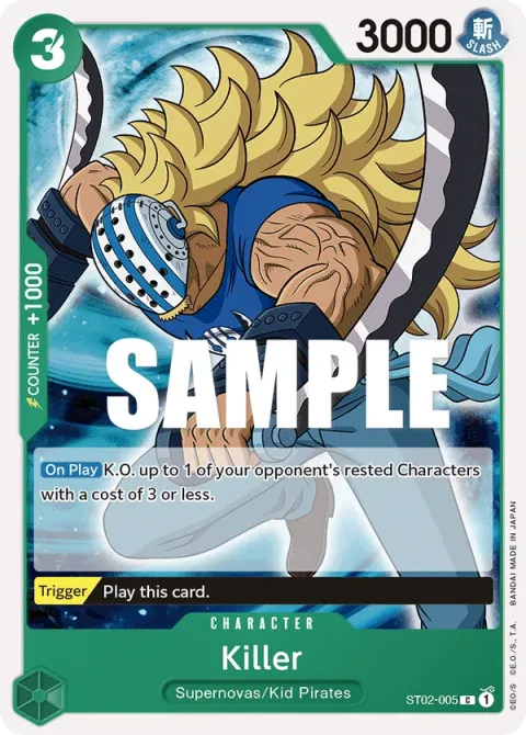 Carte One Piece Killer ST02-005, extension Deck Worst Generation (sortie anglaise)