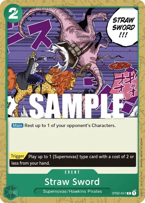 Carte One Piece Straw Sword ST02-017, extension Deck Worst Generation (sortie anglaise)