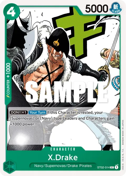 Carte One Piece X.Drake ST02-014, extension Deck Worst Generation (sortie anglaise)