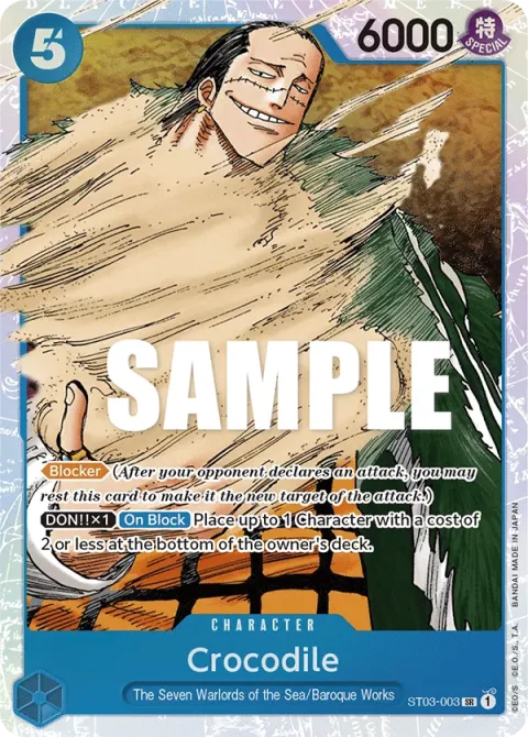 Carte One Piece Crocodile ST03-003, extension Deck The Seven Warlords of the Sea (sortie anglaise)