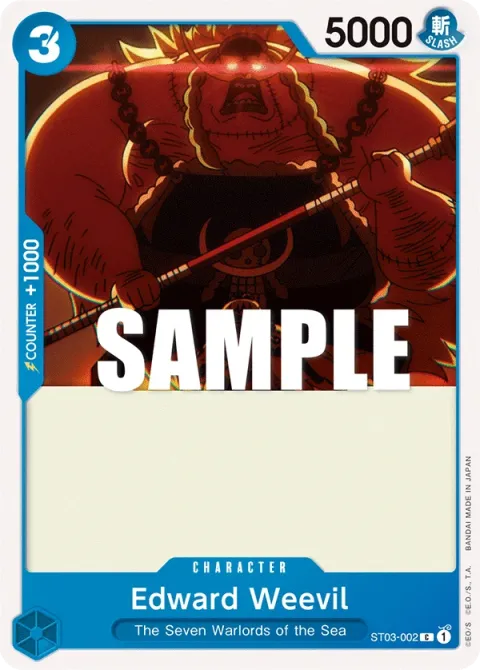 Carte One Piece Edward Weevil ST03-002, extension Deck The Seven Warlords of the Sea (sortie anglaise)