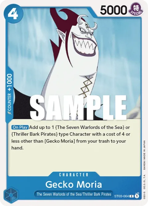 Carte One Piece Gecko Moria ST03-004, extension Deck The Seven Warlords of the Sea (sortie anglaise)