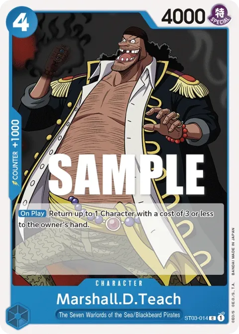 Carte One Piece Marshall.D.Teach ST03-014, extension Deck The Seven Warlords of the Sea (sortie anglaise)