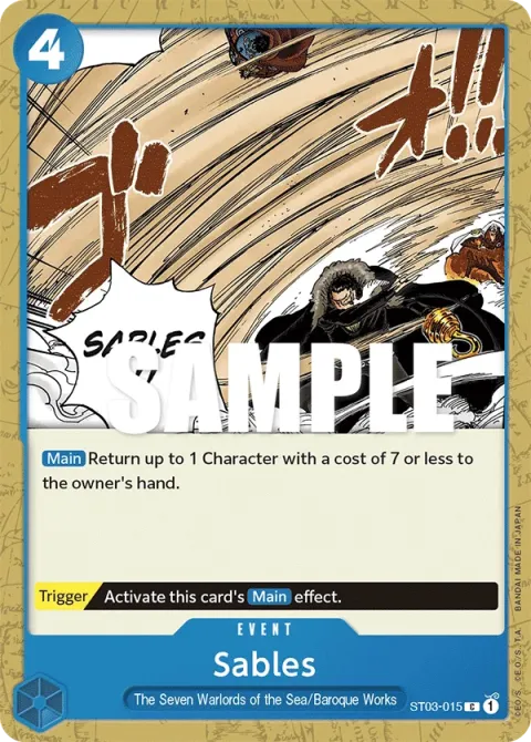 Carte One Piece Sables ST03-015, extension Deck The Seven Warlords of the Sea (sortie anglaise)