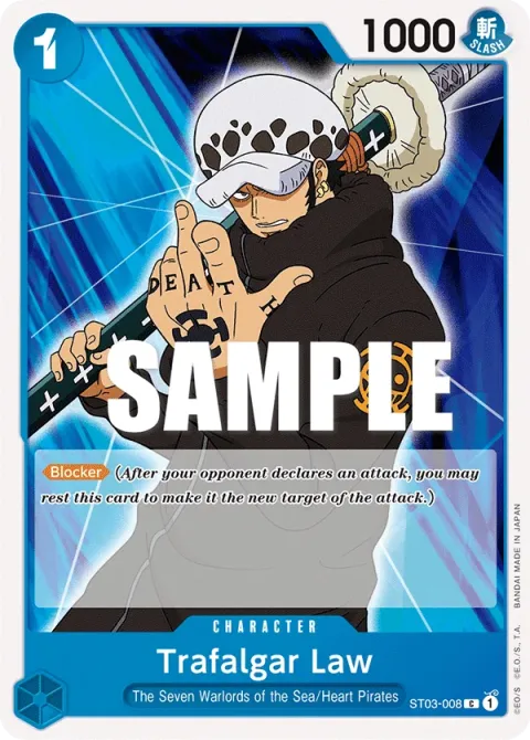 Carte One Piece Trafalgar Law ST03-008, extension Deck The Seven Warlords of the Sea (sortie anglaise)