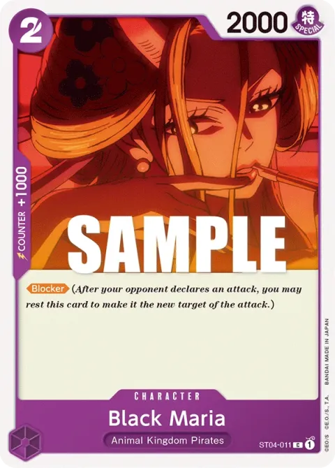 Carte One Piece Black Maria ST04-011, extension Deck Animal Kingdom Pirates (sortie anglaise)