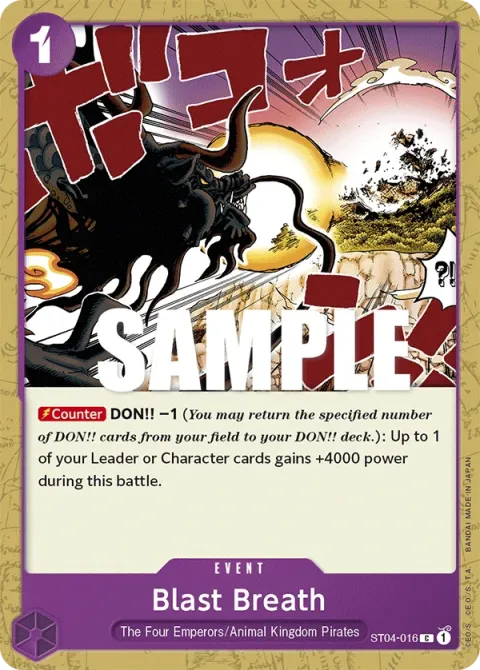 Carte One Piece Blast Breath ST04-016, extension Deck Animal Kingdom Pirates (sortie anglaise)