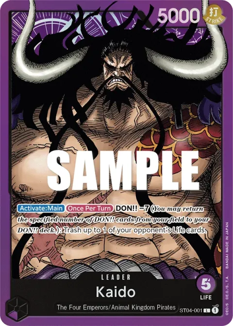Carte One Piece Kaido ST04-001, extension Deck Animal Kingdom Pirates (sortie anglaise)