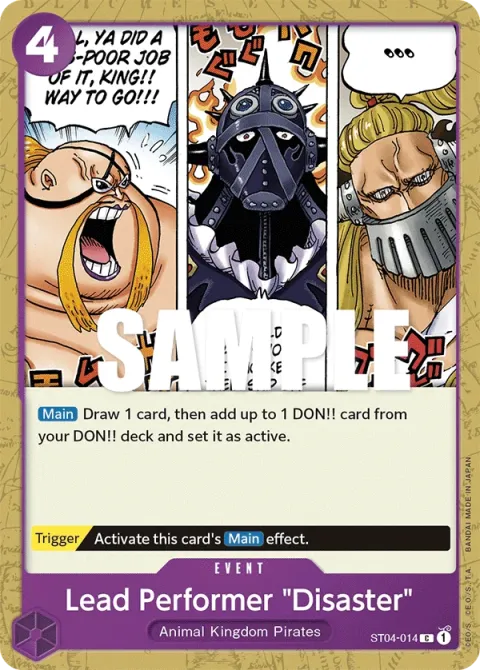 Carte One Piece Lead Performer « Disaster » ST04-014, extension Deck Animal Kingdom Pirates (sortie anglaise)