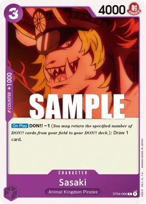 Carte One Piece Sasaki ST04-006, extension Deck Animal Kingdom Pirates (sortie anglaise)