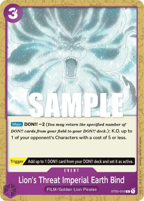Carte One Piece Lion’s Threat Imperial Earth Bind ST05-016, extension Deck ONE PIECE FILM edition (sortie anglaise)