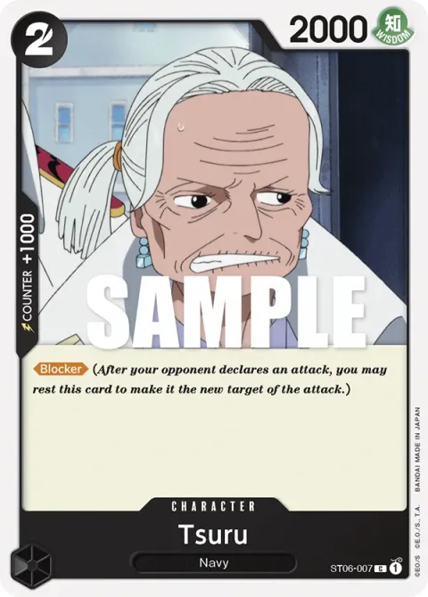 Carte One Piece Tsuru ST06-007, extension Deck Absolute Justice (sortie anglaise)