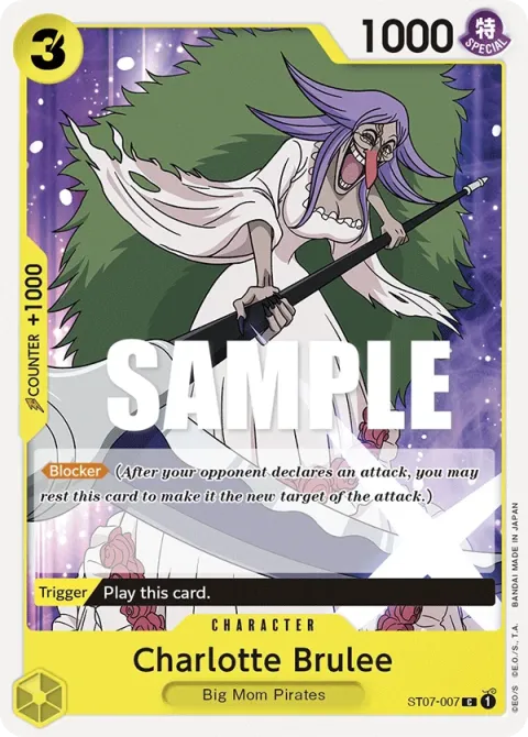 Carte One Piece Charlotte Brulee ST07-007, extension Deck Big Mom Pirates (sortie anglaise)