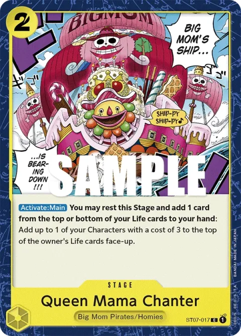 Carte One Piece Queen Mama Chanter ST07-017, extension Deck Big Mom Pirates (sortie anglaise)