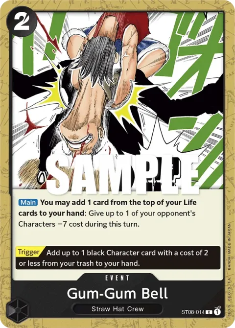 Carte One Piece Gum-Gum Bell ST08-014, extension Deck Monkey D. Luffy (sortie anglaise)