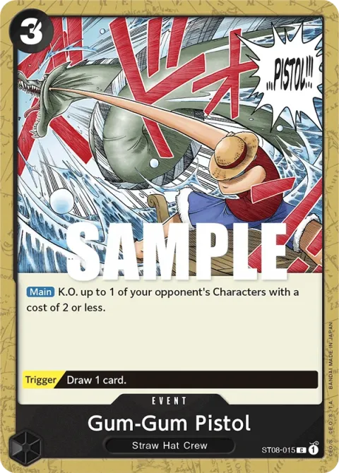 Carte One Piece Gum-Gum Pistol ST08-015, extension Deck Monkey D. Luffy (sortie anglaise)