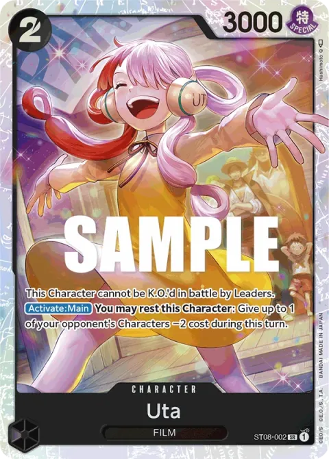 Carte One Piece Uta ST08-002, extension Deck Monkey D. Luffy (sortie anglaise)