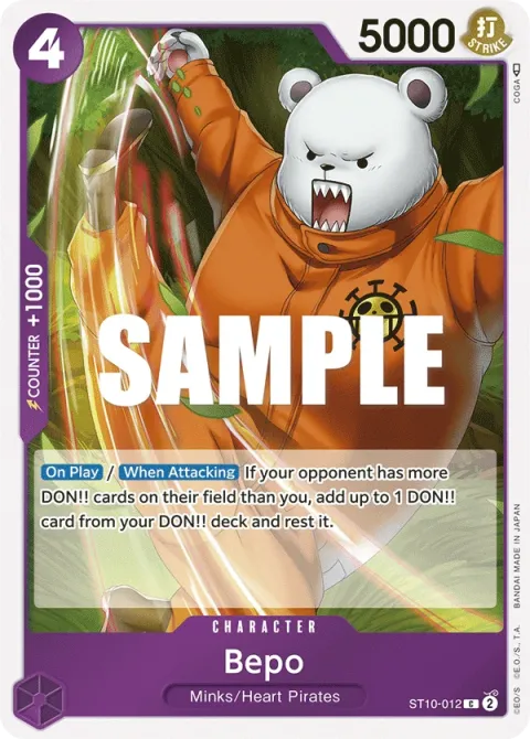 Carte One Piece Bepo ST10-012, extension Deck The Three Captains (sortie anglaise)