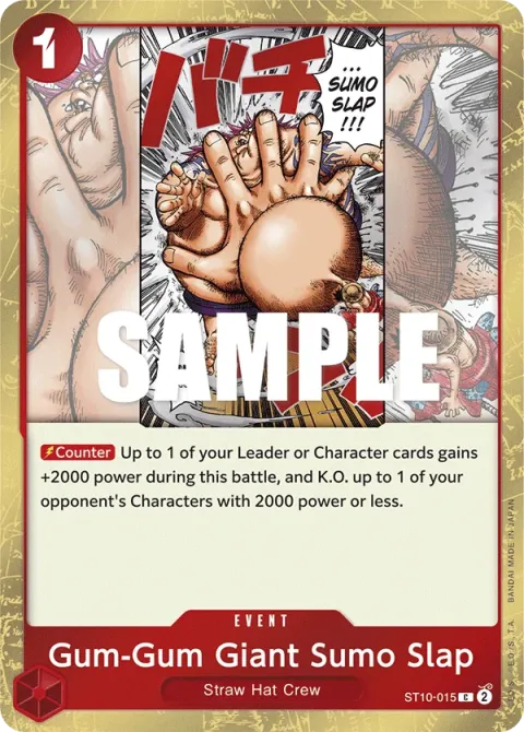 Carte One Piece Gum-Gum Giant Sumo Slap ST10-015, extension Deck The Three Captains (sortie anglaise)