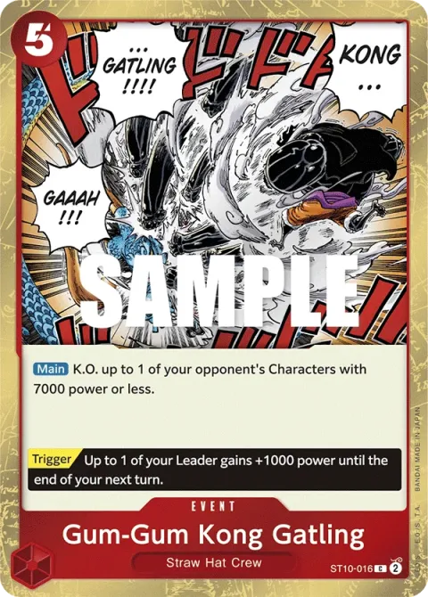 Carte One Piece Gum-Gum Kong Gatling ST10-016, extension Deck The Three Captains (sortie anglaise)