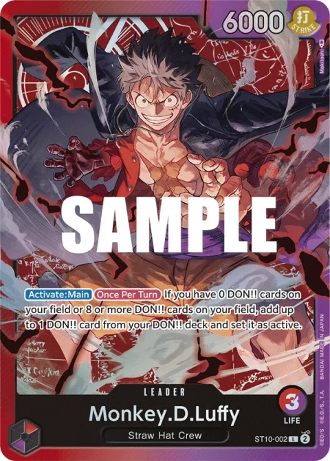 Carte One Piece Monkey.D.Luffy ST10-002, extension Deck The Three Captains (sortie anglaise)