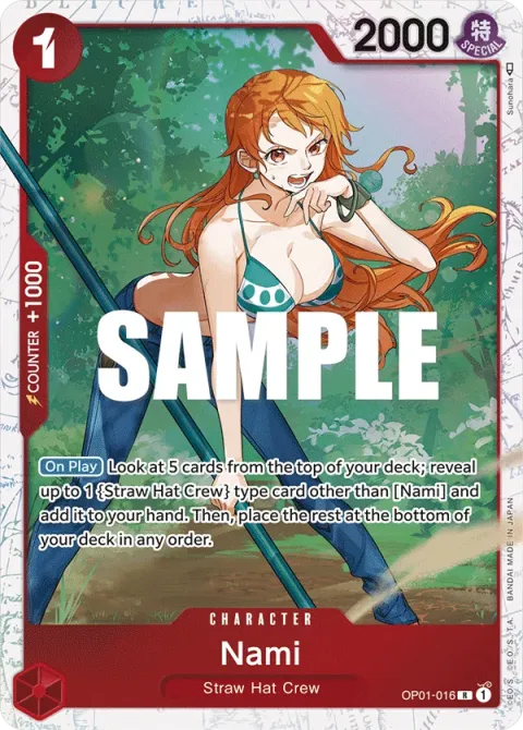 Carte One Piece Nami OP01-016 · parallèle 3, extension Deck The Three Captains (sortie anglaise)