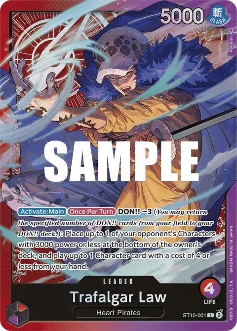 Carte One Piece Trafalgar Law ST10-001, extension Deck The Three Captains (sortie anglaise)