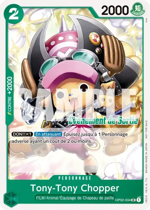 Carte One Piece Tony-Tony Chopper OP02-034 · parallèle, extension Deck Uta (sortie anglaise)