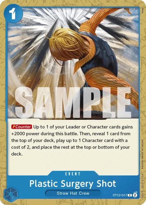 Carte One Piece Plastic Surgery Shot ST12-017, extension Deck Zoro and Sanji (sortie anglaise)
